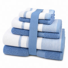 Two-Tone Zero Twist 100% Cotton 6-Piece Towel Set – Soft Absorbent Quick-Dry Bathroom Towels with 2 Bath Towels, 2 Hand Towels & 2 Washcloths, Multiple Colors