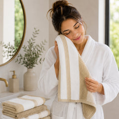 Two-Tone Zero Twist 100% Cotton 6-Piece Towel Set – Soft Absorbent Quick-Dry Bathroom Towels with 2 Bath Towels, 2 Hand Towels & 2 Washcloths, Multiple Colors