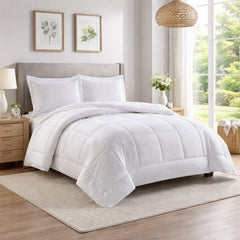 Cloud-Soft 3-Piece Comforter Set – Ultra-Soft All-Season Bedding with Comforter & 2 Pillow Shams – Lightweight, Fade-Resistant, Easy Care Bed Set (Queen & King, White)