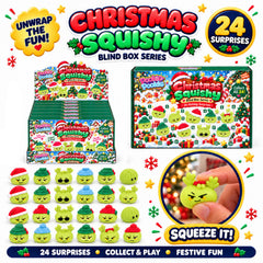 24-Day Christmas Mini Squishies Advent Calendar – Holiday Countdown with Mini Surprise Toys, Green Festive Gift Box for Collecting, Daily Reveals & Christmas Gifting