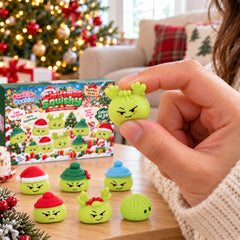 24-Day Christmas Mini Squishies Advent Calendar – Holiday Countdown with Mini Surprise Toys, Green Festive Gift Box for Collecting, Daily Reveals & Christmas Gifting