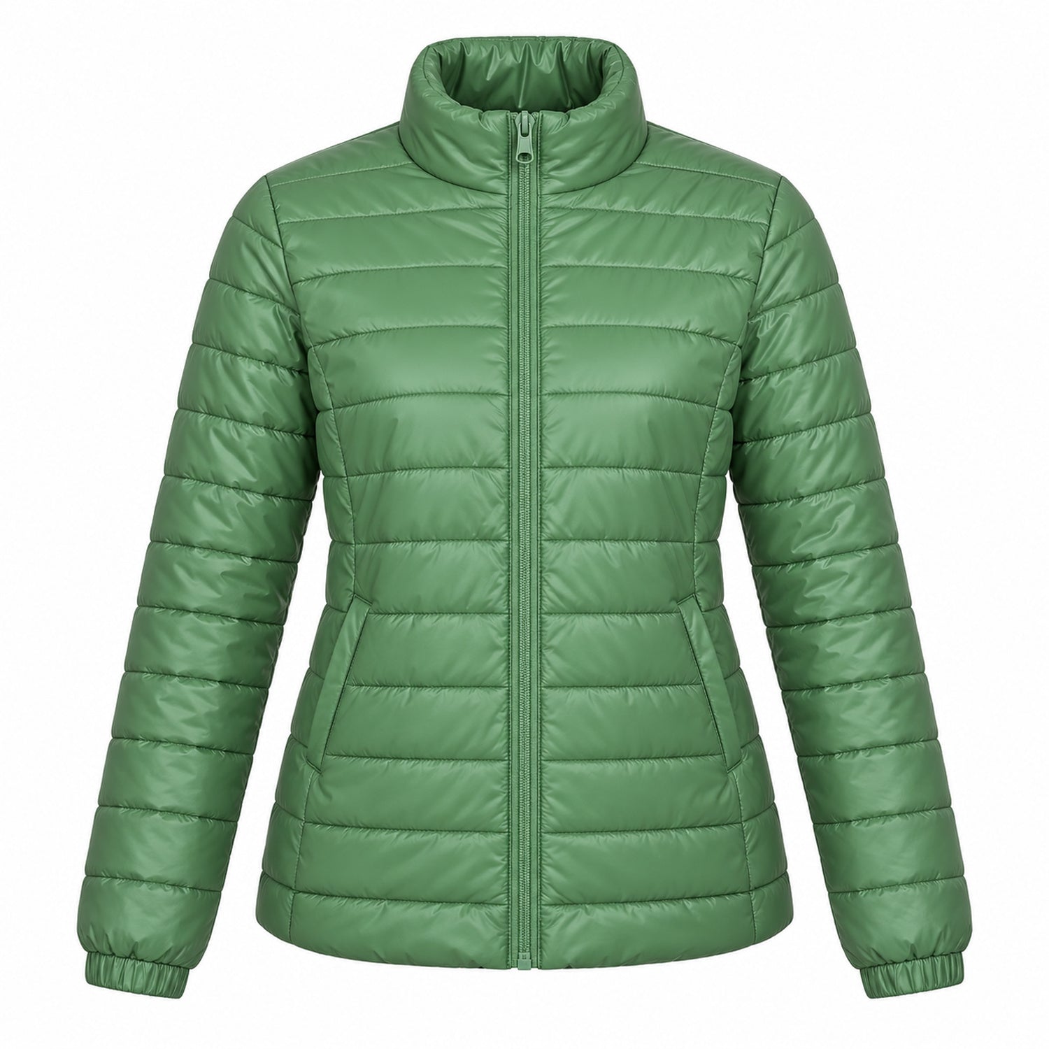 Women's Lightweight Puffer Jacket, Down-Blend Fill with Zip Pockets, 2XL