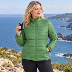 Women's Lightweight Puffer Jacket, Down-Blend Fill with Zip Pockets, 2XL