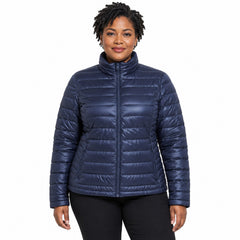 Women's Lightweight Puffer Jacket, Down-Blend Fill with Zip Pockets, 2XL