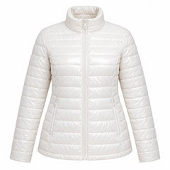 Women's Lightweight Puffer Jacket, Down-Blend Fill with Zip Pockets, 2XL