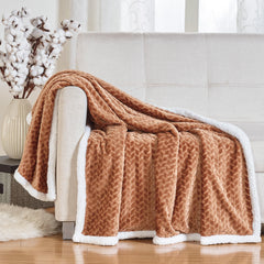 VibeWrap Reversible Braided Sherpa Throw Blanket – Ultra Cozy Knit Fleece for Couch, Bed or Recliner – Warm, Lightweight, Machine Washable & Aesthetic All-Season Comfort (50" x 60")