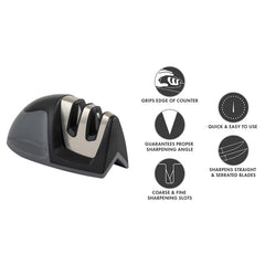 2-Pack Kitchen Knife Sharpener & Stainless Steel Veggie & Meat Slicer Holder – Non-Slip, Ultra Sharp, Easy to Clean