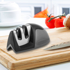 2-Pack Kitchen Knife Sharpener & Stainless Steel Veggie & Meat Slicer Holder – Non-Slip, Ultra Sharp, Easy to Clean