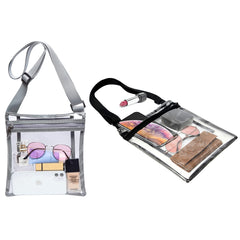 Clear Crossbody Bag (1-Pack or 2-Pack) – Stadium Approved Transparent PVC Purse with Adjustable Strap for Concerts, Travel & Events – Lightweight Clear Bag for Men & Women