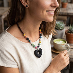 Lava Stone Aromatherapy Necklace with 2 Essential Oils – Heart or Starfish Diffuser Pendant Necklace for Women – Scented Jewelry for Daily Wear & Gifts
