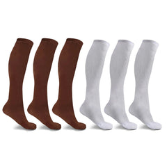 6-Pairs Women's Graduated Compression Trouser Socks – Anti-Fatigue Knee High Support Socks for Tired Legs, Travel, Work, Office, Standing & Sitting, Lightweight Business Casual Socks