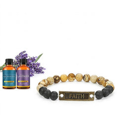 Chakra Lava Stone Diffuser Bracelet with 2 Random Essential Oils – Aromatherapy Bead Bracelet for Women & Men – Stretch Essential Oil Jewelry (Angel Wings, Love, Hope, Faith)