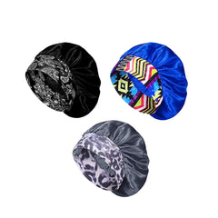 3-Pack: Women’s Satin Head Wraps – Silky Bonnet Caps for Sleeping, Hair Protection, Chemo, & Daily Wear – Lightweight, Breathable, One Size Fits Most