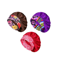 3-Pack: Women’s Satin Head Wraps – Silky Bonnet Caps for Sleeping, Hair Protection, Chemo, & Daily Wear – Lightweight, Breathable, One Size Fits Most