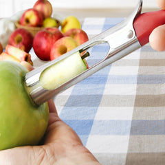 4-Piece Kitchen Gadget Set – Apple Corer, French Fry Cutter, Corn Peeling Ring & Pizza Cutter – Stainless Steel Blades, Dishwasher Safe