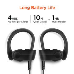 True Wireless Earbuds – Bluetooth 5.0 Sports Earbuds with Secure Ear Hooks, HD Stereo Sound, Noise Cancelling Mic, Touch Controls & Charging Case for Running, Gym & Workouts