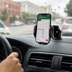 3-in-1 Phone Mount Kit – Vent, Dashboard & Windshield Mount with Silicone Cradle Grip, Swivel Ball, and 8-Inch Telescopic Suction Base – Black