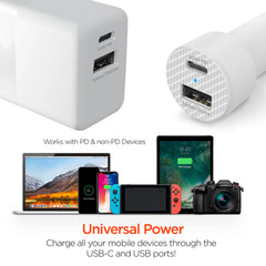 20W USB-C Power Delivery Charger Bundle – Fast Wall Charger & Fast Car Charger Set with USB-C PD and USB-A Ports for iPhone, Samsung, iPad & Android Devices