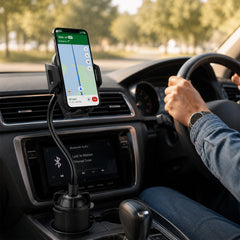 Cup Holder Flex Universal Phone Mount – Adjustable Car Cup Holder Phone Holder with 9.5-Inch Flexible Gooseneck, 360° Rotation & Expandable Base for iPhone and Android Phones