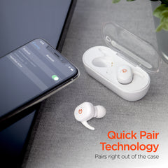 Wireless Bluetooth Earbuds – HD Stereo Sound, IPX5 Waterproof, Noise Cancelling Mic, USB-C Charging Case & Up to 15 Hours Total Playtime for Music, Calls, Workouts & Travel | White