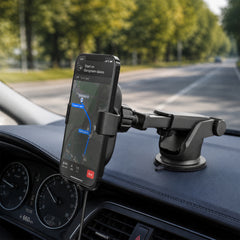 15W Wireless Car Charger Phone Mount – Gravity Auto-Clamping Fast Charging Mount for Vent, Dashboard & Windshield, 360° Adjustable Holder for iPhone, Samsung Galaxy, Pixel & More | Black