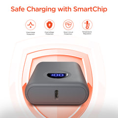 10000mAh Power Bank – 20W USB-C PD Fast Charging Portable Charger with Digital Display, 22.5W Output & Dual Device Charging for iPhone, Samsung, Pixel & More | Gray