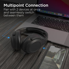 ANC Wireless Bluetooth Headphones – Active Noise Cancelling Over-Ear Headphones with Deep Bass, ENC Microphone, 24-Hour Battery, Gaming Mode & Memory Foam Ear Cushions | Black