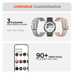 Smartwatch Fitness Tracker with 1.4" AMOLED Display – Heart Rate, SpO2, Sleep Monitoring, Bluetooth Calling, 120+ Sports Modes & 3 Interchangeable Bands for iPhone & Android