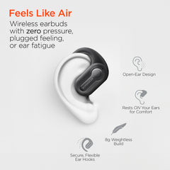 AeroFlex 360 Open-Ear True Wireless Earbuds – Bluetooth 5.3 Wireless Earbuds with Ear Hooks, 25-Hour Playtime, Noise-Filtering Mics, IPX4 Sweatproof Design & Charging Case | Black