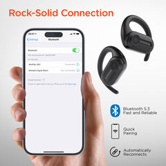 AeroFlex 360 Open-Ear True Wireless Earbuds – Bluetooth 5.3 Wireless Earbuds with Ear Hooks, 25-Hour Playtime, Noise-Filtering Mics, IPX4 Sweatproof Design & Charging Case | Black