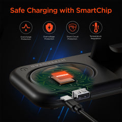 4-in-1 Foldable Wireless Charging Station with 15W Fast Charging – Wireless Charger Stand for iPhone, Apple Watch, AirPods & USB Devices – Portable Travel Charging Dock with LED Lights