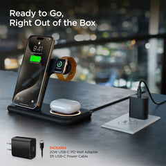 4-in-1 Foldable Wireless Charging Station with 15W Fast Charging – Wireless Charger Stand for iPhone, Apple Watch, AirPods & USB Devices – Portable Travel Charging Dock with LED Lights