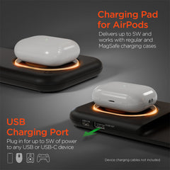 4-in-1 Foldable Wireless Charging Station with 15W Fast Charging – Wireless Charger Stand for iPhone, Apple Watch, AirPods & USB Devices – Portable Travel Charging Dock with LED Lights