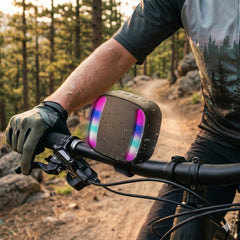 LED Wireless Bike Speaker – Bluetooth 5.3 Bicycle Handlebar Speaker with LED Light Show, IPX4 Water Resistance, Speakerphone Calls, FM Radio & 8-Hour Battery Life | Black
