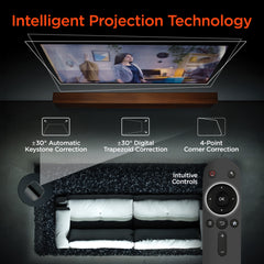 Portable Mini Projector with WiFi & Bluetooth – 720P HD Smart Projector with Built-In Streaming Apps, 200" Display, HDMI & AirPlay Compatible for Movies, Gaming & Home Theater