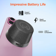 Magnetic Mini Bluetooth Speaker – MagSafe-Compatible Wireless Speaker with 360° HD Sound, Built-In Kickstand, IPX6 Waterproof, Speakerphone & 8-Hour Battery Life | Black