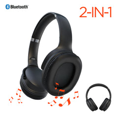 2-in-1 Wireless Bluetooth Headphones & Portable Speaker – Over-Ear Headphones with HD Stereo Sound, Built-In Speaker Mode, Memory Foam Ear Cushions, FM Radio & 10-Hour Battery Life | Black