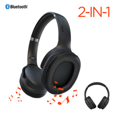 Flip 2-in-1 Wireless Bluetooth Headphones & Portable Speaker – Over-Ear Headphones with HD Stereo Sound, Built-In Speaker Mode, Memory Foam Ear Cushions, FM Radio & 10-Hour Battery Life | Black