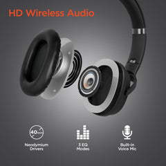 2-in-1 Wireless Bluetooth Headphones & Portable Speaker – Over-Ear Headphones with HD Stereo Sound, Built-In Speaker Mode, Memory Foam Ear Cushions, FM Radio & 10-Hour Battery Life | Black