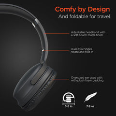 2-in-1 Wireless Bluetooth Headphones & Portable Speaker – Over-Ear Headphones with HD Stereo Sound, Built-In Speaker Mode, Memory Foam Ear Cushions, FM Radio & 10-Hour Battery Life | Black