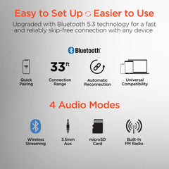 2-in-1 Wireless Bluetooth Headphones & Portable Speaker – Over-Ear Headphones with HD Stereo Sound, Built-In Speaker Mode, Memory Foam Ear Cushions, FM Radio & 10-Hour Battery Life | Black