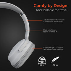 2-in-1 Wireless Bluetooth Headphones & Portable Speaker – Over-Ear Headphones with HD Stereo Sound, Built-In Speaker Mode, Memory Foam Ear Cushions, FM Radio & 10-Hour Battery Life | White