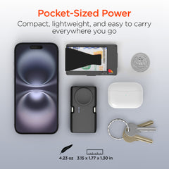 Power Pack Nano 5000mAh Power Bank with Built-In Apple Watch Charger – Ultra-Mini Portable Charger with Dual USB-C Connectors, 20W PD Fast Charging & Kickstand | Black