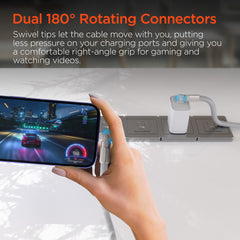 100W USB-C to USB-C Fast Charging Cable – 6ft Rugged Braided Cable with Dual 180° Rotating Connectors, LED Indicators & PD Fast Charge for iPhone 15/16, Samsung, iPad, MacBook & More | White