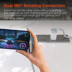 100W USB-C to USB-C Fast Charging Cable – 12ft Rugged Braided Cable with Dual 180° Rotating Connectors, LED Indicators & PD Fast Charge for iPhone 15/16, Samsung, iPad, MacBook & More | White