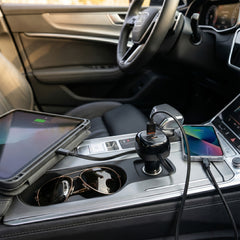 3-in-1 Fast Car Charger with Retractable USB-C Cable – 60W USB-C PD Car Charger with Dual USB-C & USB-A Ports – Fast Charging Adapter for iPhone, Android, Tablets & Laptops