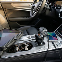 3-in-1 Fast Car Charger with Retractable USB-C Cable – 60W USB-C PD Car Charger with Dual USB-C & USB-A Ports – Fast Charging Adapter for iPhone, Android, Tablets & Laptops
