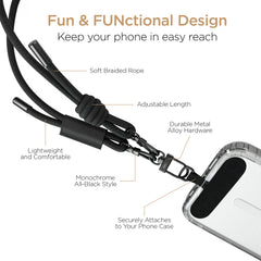 Universal Crossbody Phone Strap – Adjustable Braided Rope Lanyard for Smartphones – Hands-Free Phone Holder Compatible with iPhone, Samsung Galaxy, Pixel & Most Phone Cases