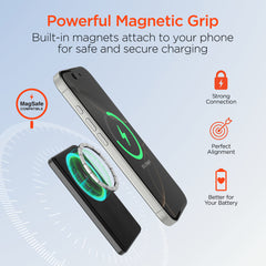 Power Pack Mag 5,000mAh Ultra-Slim Magnetic Wireless Power Bank – MagSafe-Compatible 15W Fast Charging Portable Charger with 20W USB-C PD, Aircraft-Grade Aluminum Design | Black