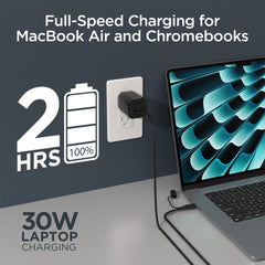 30W USB-C Fast Charging Kit with Travel Pouch – GaN Wall Charger, 6ft USB-C to USB-C & Lightning Cable, Carbon Fiber Tech Organizer Set for iPhone, Samsung, iPad & More